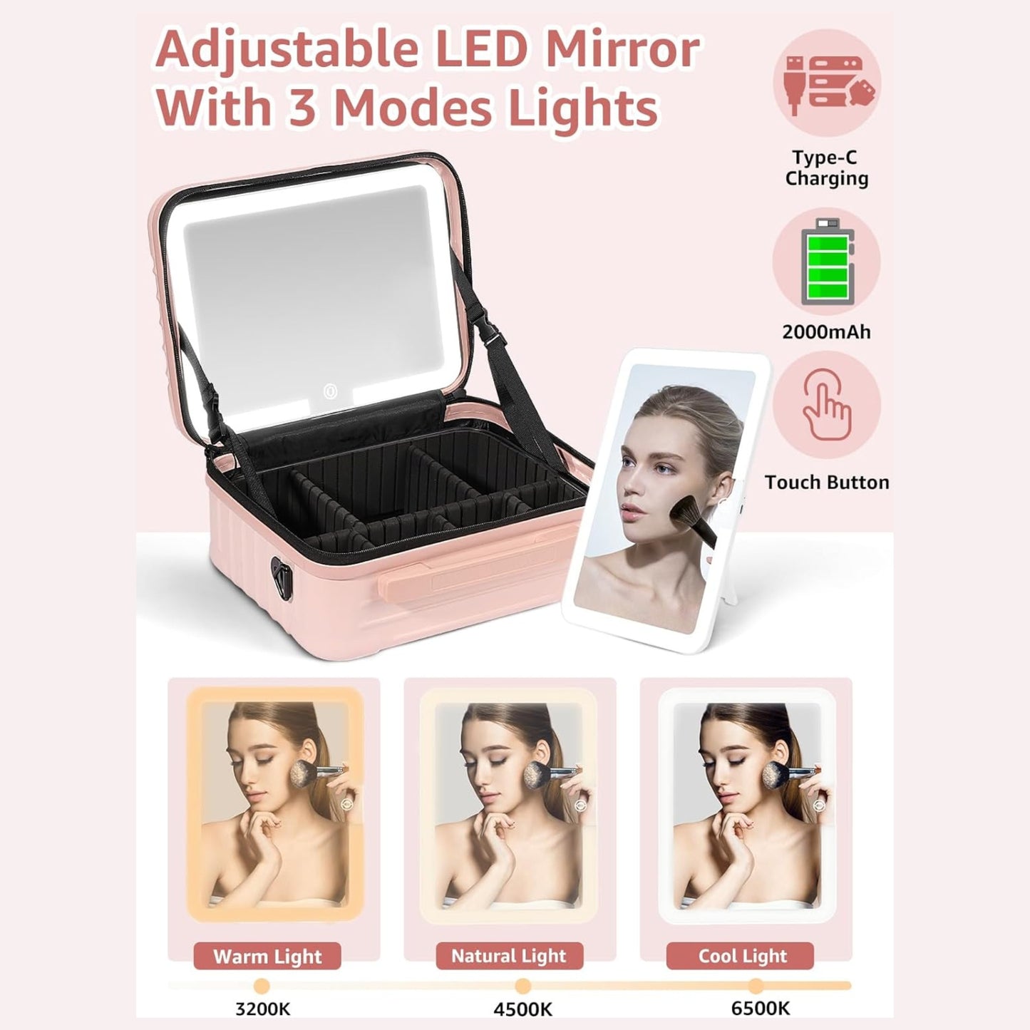 LED Mirror Makeup Bag