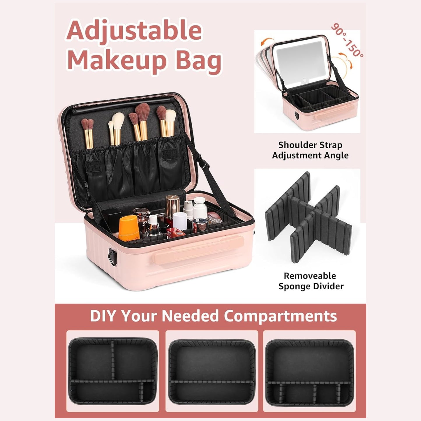 LED Mirror Makeup Bag