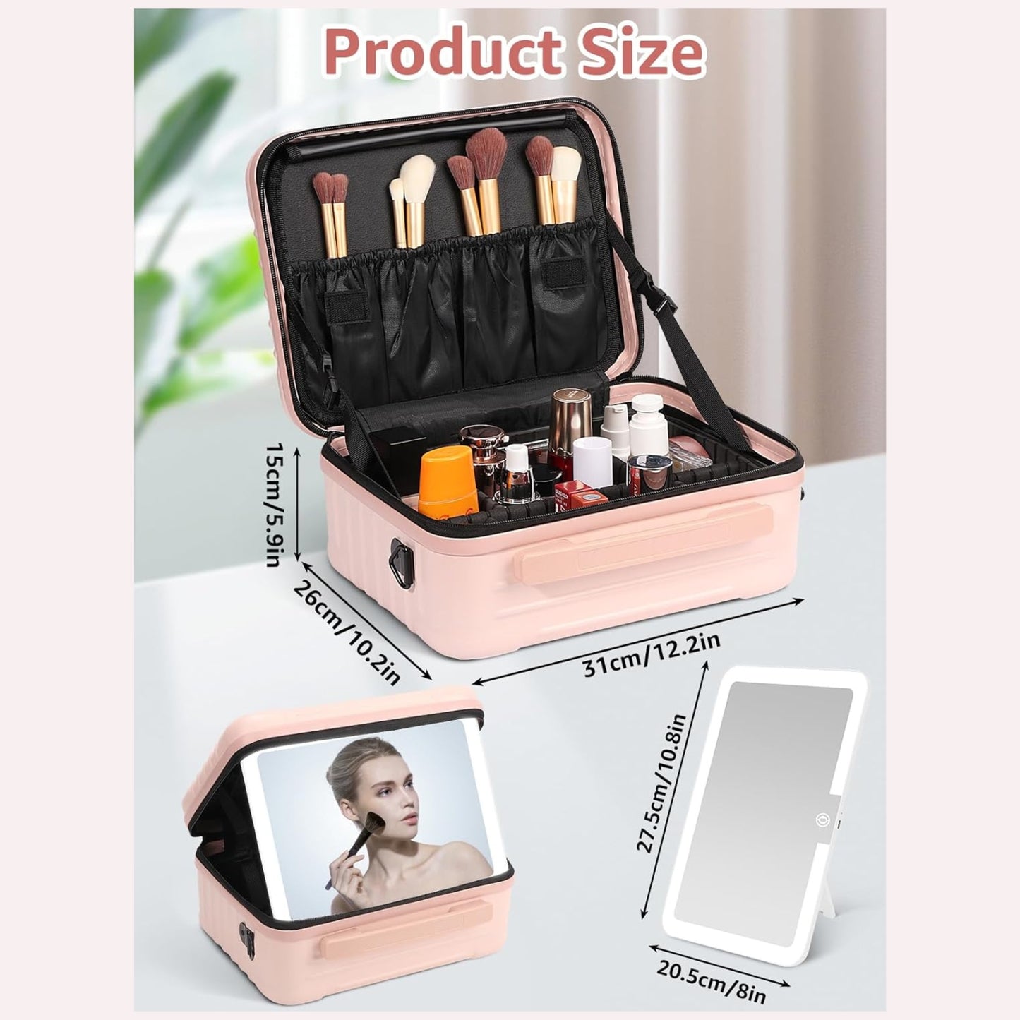 LED Mirror Makeup Bag