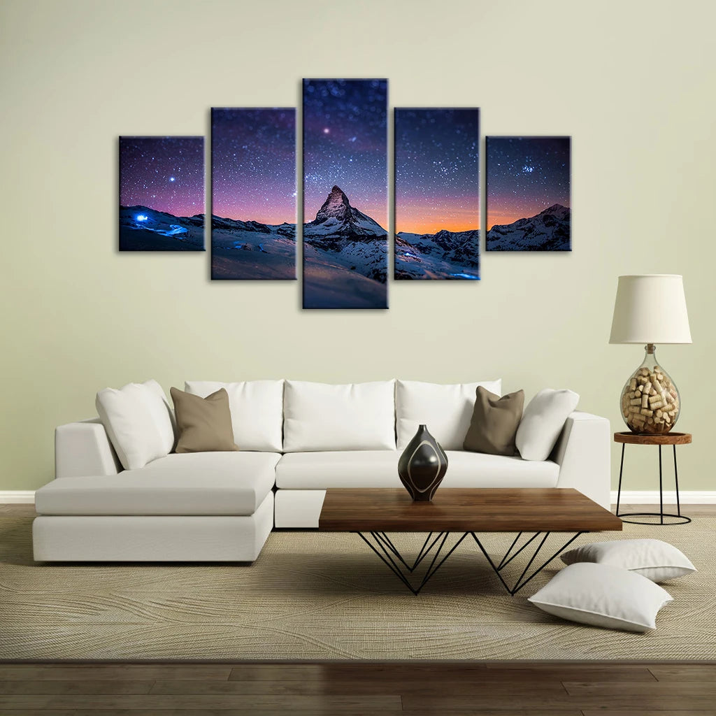 Starry Night Sky 5 Piece Canvas Wall Art