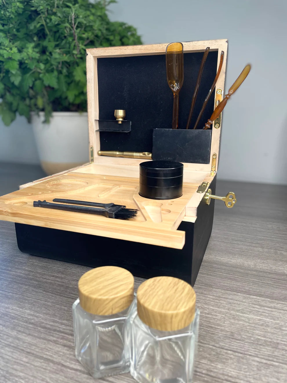 Wood Storage Set With Tray Bamboo Stash Vault