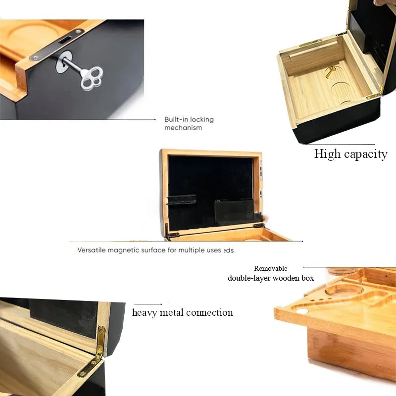 Wood Storage Set With Tray Bamboo Stash Vault